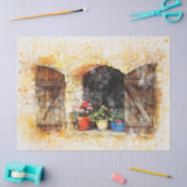 植物ウィンドウ水の色アートデコページ 薄葉紙 (クラフト)