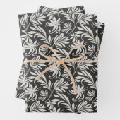 植物エレガントハーブ柄フローラ白黒 ラッピングペーパーシート (インサイチュ)