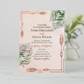 植物エレガントバラ金ゴールドホイル結婚ズ 箔招待状 (立ち正面)