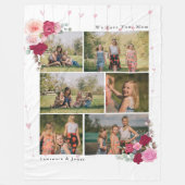 植物エレガントフローラMOM 6フォトコラージュの贈り物 フリースブランケット (正面)