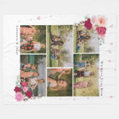 植物エレガントフローラMOM 6フォトコラージュの贈り物 フリースブランケット (正面(横))