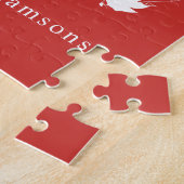 植物エレガントリースモノグラムのネームレッド ジグソーパズル (側面)