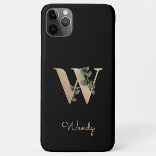 植物エレガント学金ゴールド文字W iPhone 11 PRO MAXケース