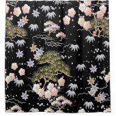 植物エレガント日本の刺激を受けたアートワーク| シャワーカーテン (正面)