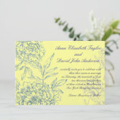 植物エレガント結婚式招待状イエローブルー 招待状 (スタンド正面)