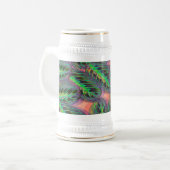 植物カラテア緑の葉のパターン ビールジョッキ (正面左)