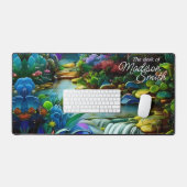 植物カラフルと平和なウォーターフォール庭園 デスクマット (キーボード&マウス)