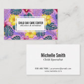 植物カラフルと花のパターン 名刺 (正面/裏面)