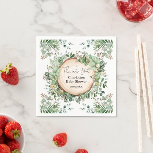 植物グリーンのウェディングシャワー ベビー 1歳の誕生日 スタンダードカクテルナプキン (インサイチュ)