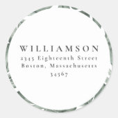 植物グリーンのカスタムシャワー返送先住所ラベル ラウンドシール (正面)