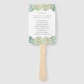 植物グリーンの多肉植物の結婚式プログラム ハンドファン (正面)