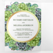 植物グリーンの多肉植物リースの写真 ウェディング 三つ折り招待状 (内部最初)