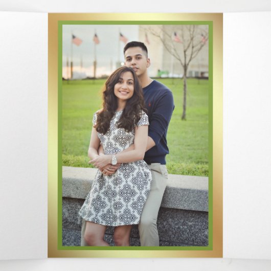 植物グリーンの多肉植物リースの写真 ウェディング 三つ折り招待状 (内部中)