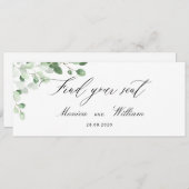植物グリーンフローラルウェディングプレースカード 招待状 (正面/裏面)