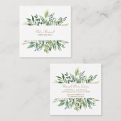 植物グリーン葉縁どプロフェッショナルデザイン スクエア名刺 (正面/裏面)