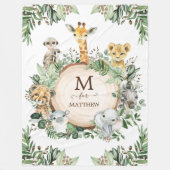 植物サファ素朴リ野生動物男の赤ちゃん フリースブランケット (正面)