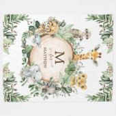 植物サファ素朴リ野生動物男の赤ちゃん フリースブランケット (正面(横))