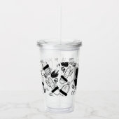 植物サボテンのドードルズハンドドロー名モノグラム アクリルタンブラー (右)