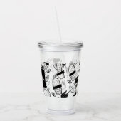 植物サボテンのドードルズハンドドロー名モノグラム アクリルタンブラー (左)