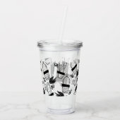 植物サボテンのドードルズハンドドロー名モノグラム アクリルタンブラー (裏面)