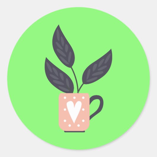 植物シンプルモダンパステル ラウンドシール (正面)