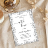 植物スケッチフローラフレームカップルのシャワーブライダル 招待状