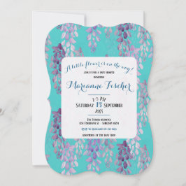 植物スタイルのアクアブルーのベビーシャワー招待状 シーズンカード