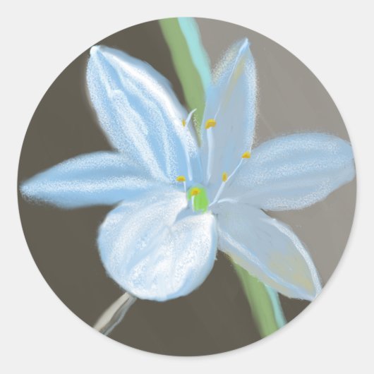 植物ストライプの花の丸シール ラウンドシール (正面)