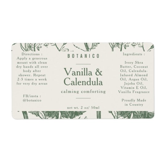 植物セージ緑のフローラ成分製品 ラベル (正面)