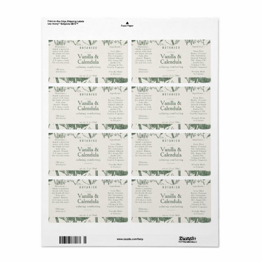 植物セージ緑のフローラ成分製品 ラベル (フルシート)