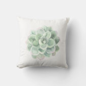 植物セージ緑の水色の多肉植物 クッション (正面)