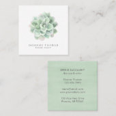 植物セージ緑の水色の多肉植物 スクエア名刺 (正面/裏面)