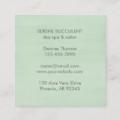 植物セージ緑の水色の多肉植物 スクエア名刺 (裏面)