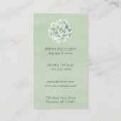 植物セージ緑の水色多肉植物の垂直 名刺 (裏面)