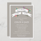 植物バナー|ベビーシャワー招待状 招待状 (正面/裏面)