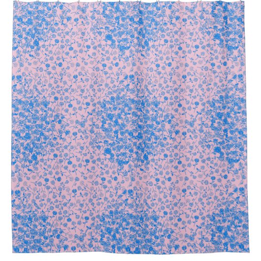 植物パターンバラA05.b Lpink BG シャワーカーテン (正面)