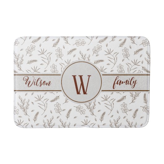 植物パターン5背景色オプション バスマット (正面)