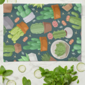 植物パターン キッチンタオル (折り畳み)