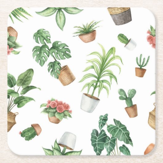 植物パターン スクエアペーパーコースター (正面)