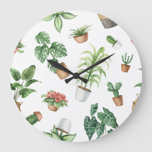 植物パターン ラージ壁時計 (正面)