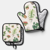 植物パターン 鍋つかみ&鍋敷きセット (正面/裏面)