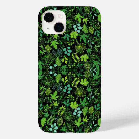 植物パターン。14bブラックBG Case-Mate iPhoneケース (裏面)
