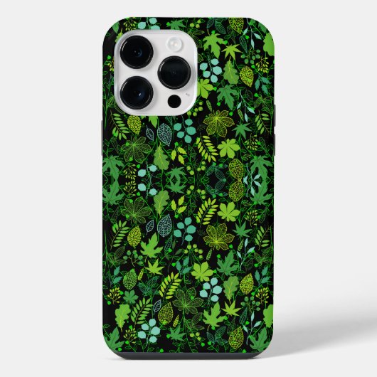 植物パターン。14bブラックBG iPhoneケース (裏面)