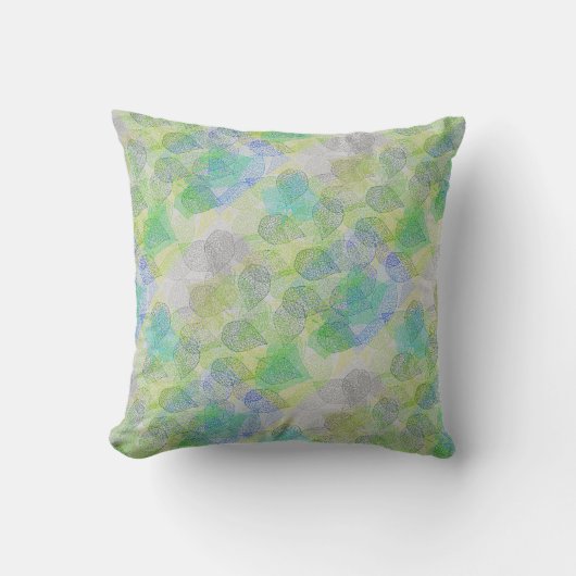 植物パターンA02.b葉LGrey BG クッション (正面)