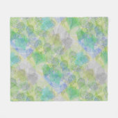 植物パターンA02.b葉LGrey BG フリースブランケット (正面(横))