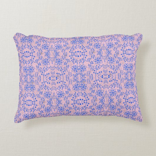 植物パターンA08.b boho. lpink BG アクセントクッション (正面)