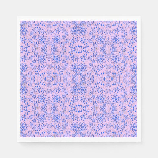 植物パターンA08.b boho.lpurple BG スタンダードランチョンナプキン (正面)