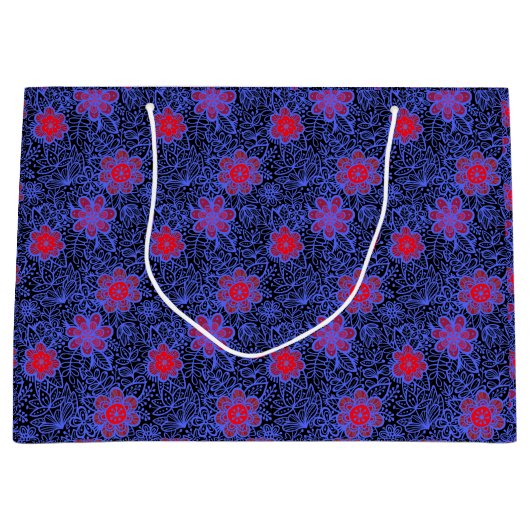 植物パターンA13.bブラックBG ラージペーパーバッグ (正面)