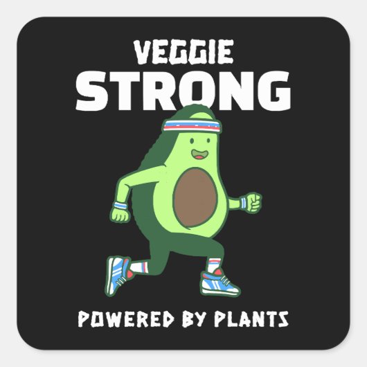 植物パワーで強くなる Veggie Strong スクエアシール (正面)