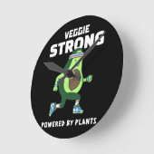 植物パワーで強くなる Veggie Strong ラウンド壁時計 (傾斜)